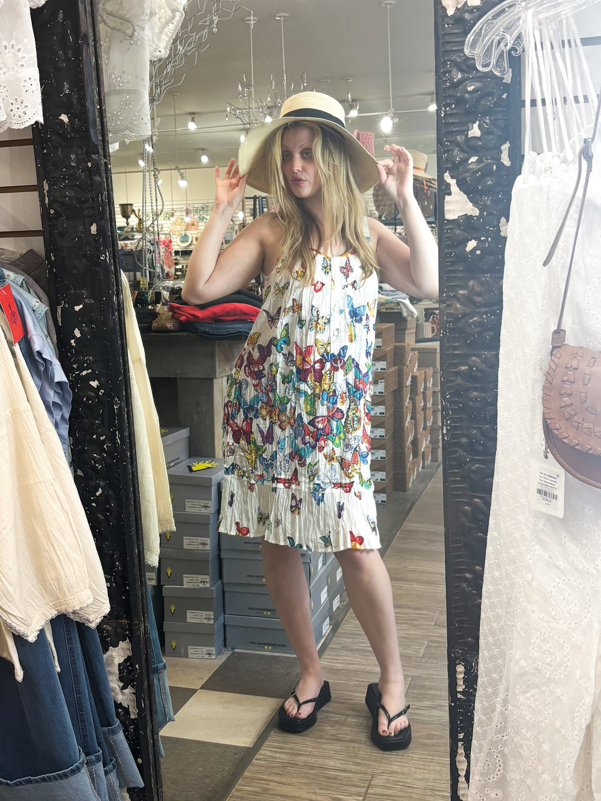 Butterfly Printed Cotton Chemise