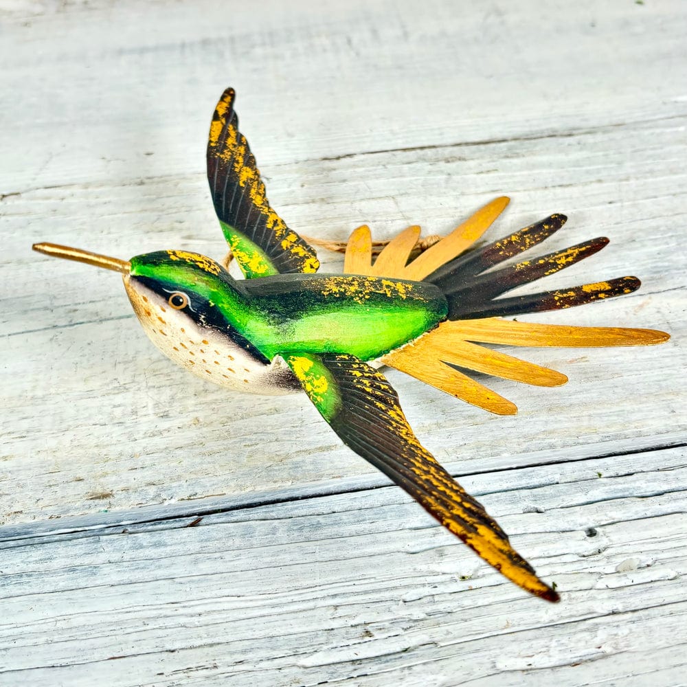 180 Degrees 180 Degrees 7"-8" Hand Carved Wood Hummingbird Ornament, 4 Styles Available - Little Miss Muffin Children & Home