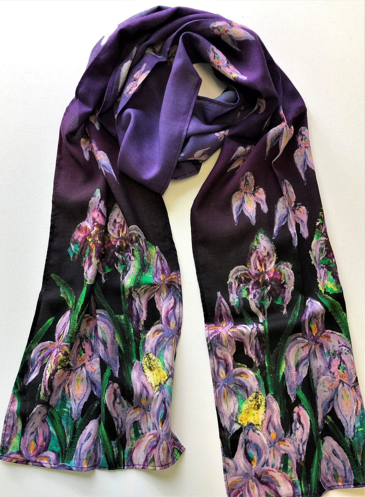 Purple Iris Cotton Scarf Dark Purple