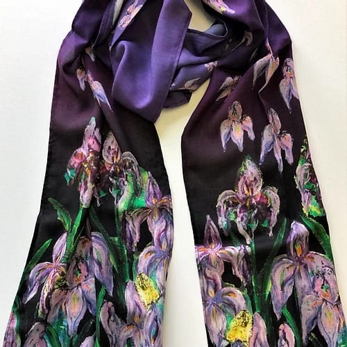 Purple Iris Cotton Scarf Dark Purple