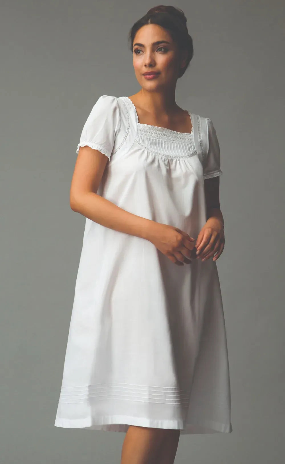 Thea Celeste Short Sleeve Square Neck Nightgown - Little Miss Muffin Children & Home