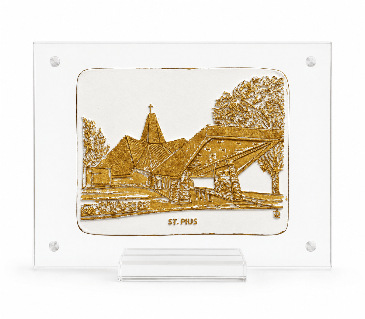Lisa Devlin Designs St Pius Church Clay Piece on Acrylic - Little Miss Muffin Children & Home