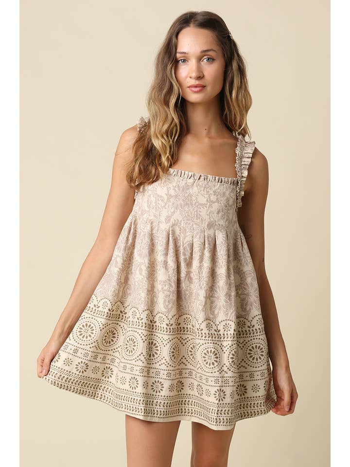 Chloe Printed Babydoll Mini Dress