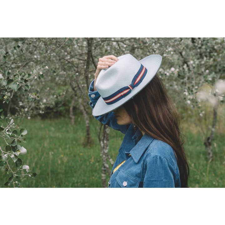 Classic Blue Panama Handmade Straw Hat