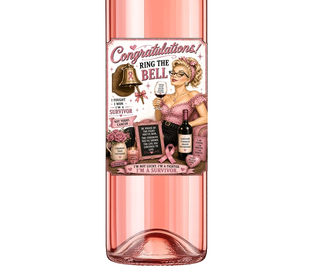 Sassy Talkin Sassy Vine Congratulations Cancer Survivor Wine Label - Little Miss Muffin Children & Home