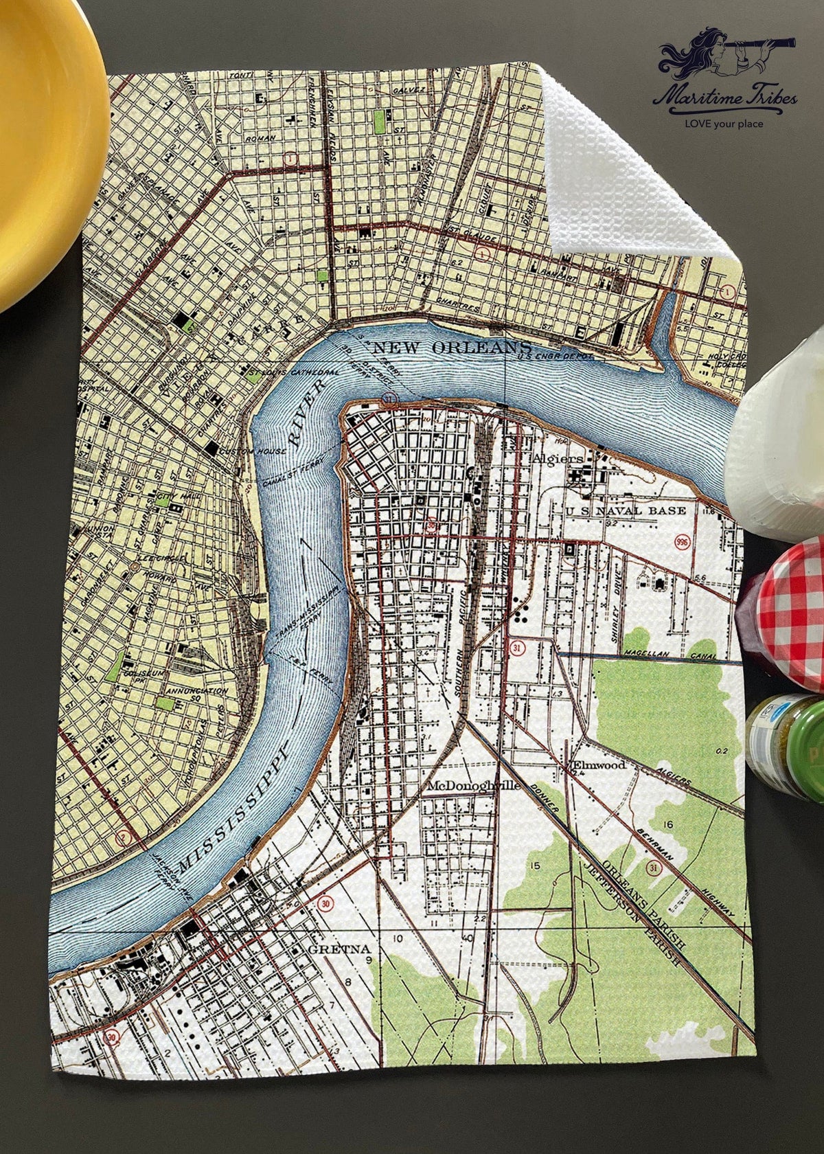 Maritime Tribes Maritime Tribes New Orleans Map Dishtowel - Little Miss Muffin Children & Home