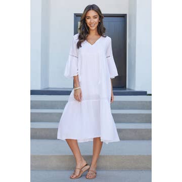 Crinkle Gauze Midi Caftan Dress