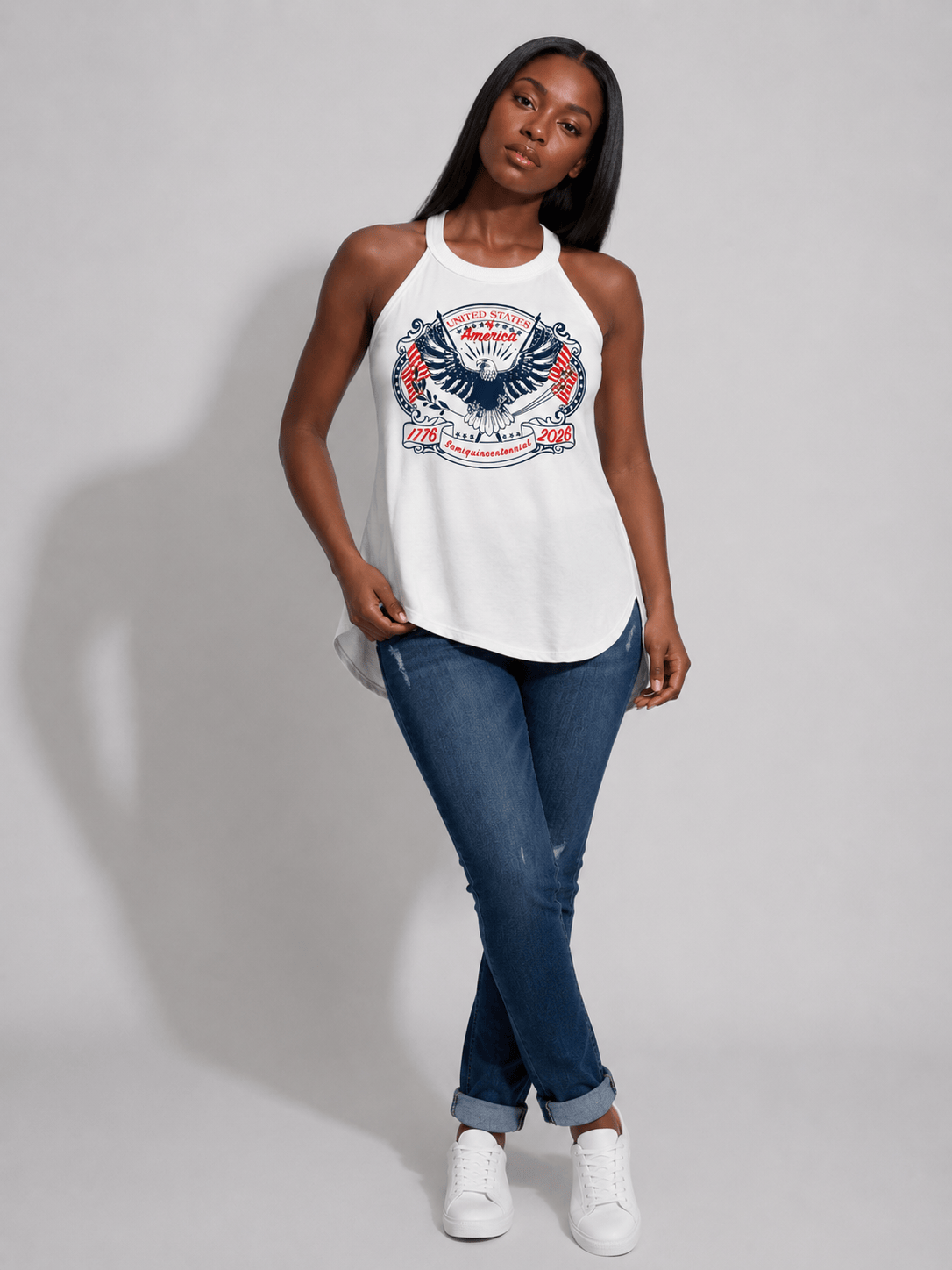 Outback Specialties WHEREable Art | America's 250th Semiquincentennial Vintage Eagle Women's Rocker Tank - Little Miss Muffin Children & Home