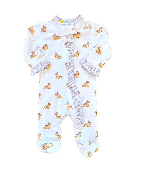 Lulu Bebe LSU Tigers Girl's Footies with Striped Trim - Little Miss Muffin Children & Home