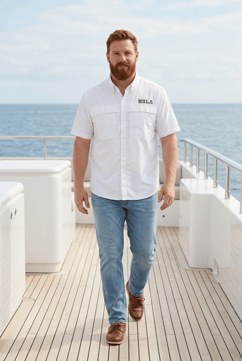 WHEREable Art NOLA Fishing Shirt in White
