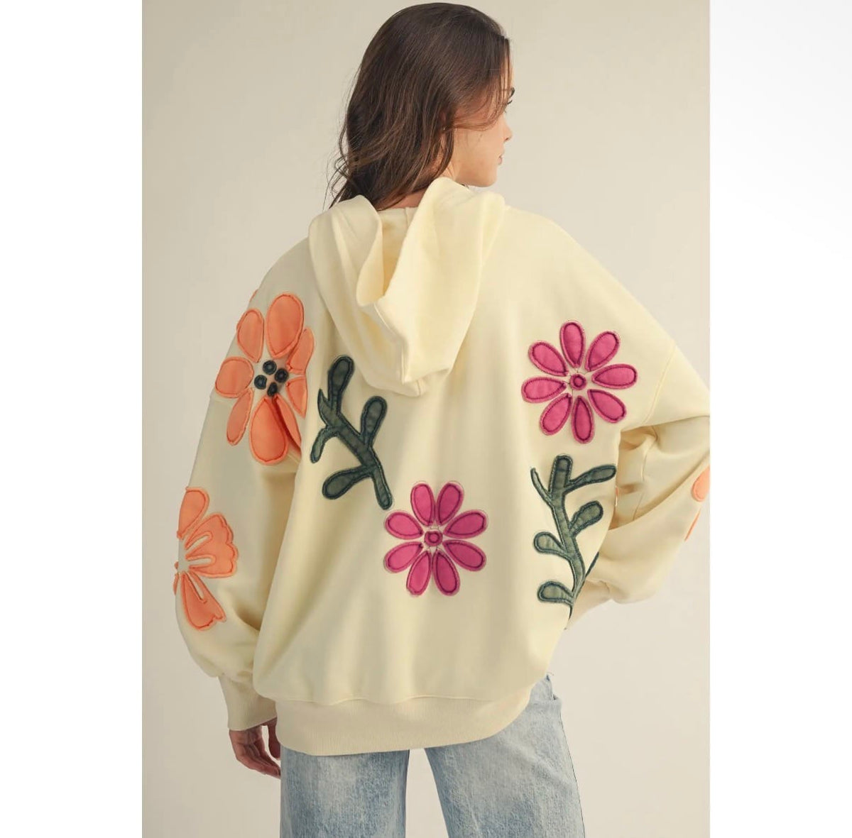 Ive Artisan Bloom Patch Patchwork Oversized Cardigan Hoodie - Little Miss Muffin Children & Home