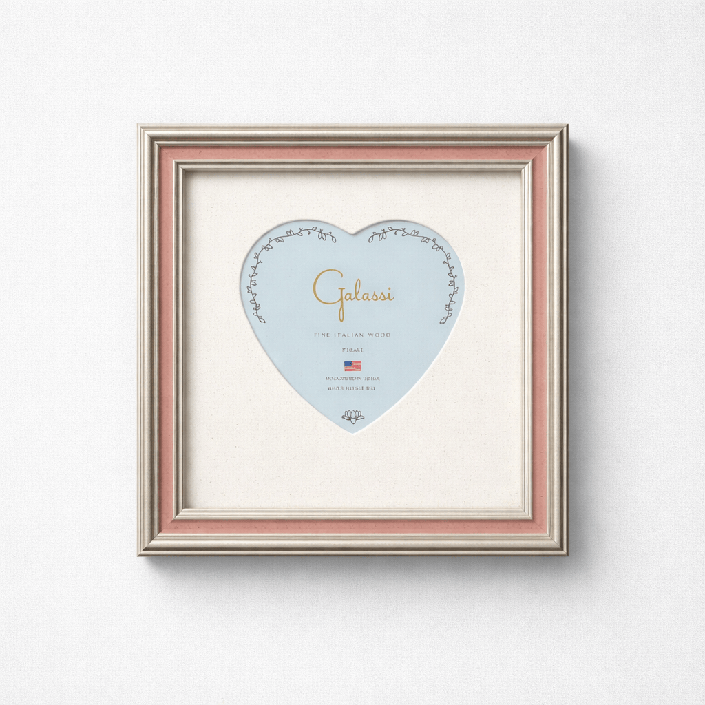 F.G. Galassi Silver with Pink Channel Frame 3x3 Heart Mat - Little Miss Muffin Children & Home