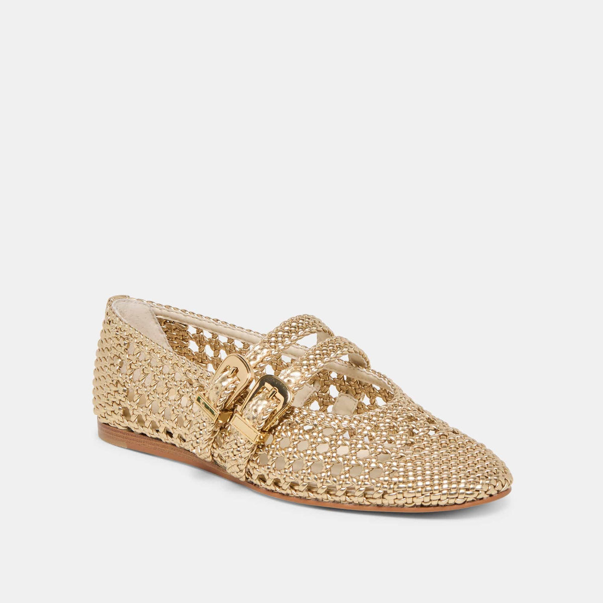 Baylee Gold Woven Stella Ballet Flats