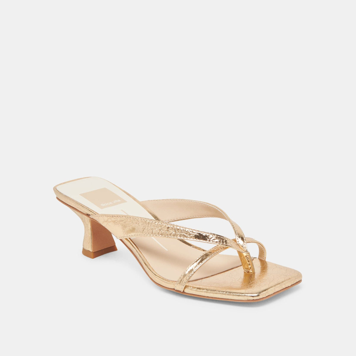 Brevel Heels Gold Distressed Leather
