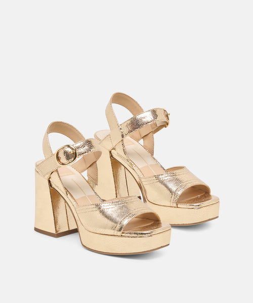 Dolce Vita Dolce Vita Fatima Gold Embossed Leather Platform Heel - Little Miss Muffin Children & Home