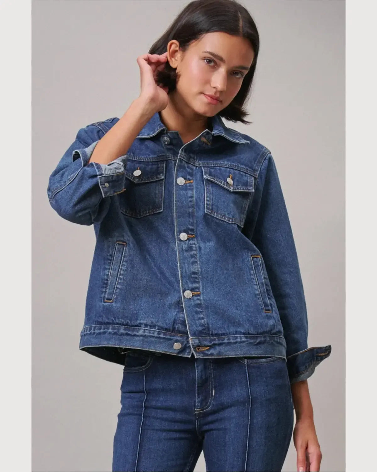 American Flag Patch Denim Trucker Jacket