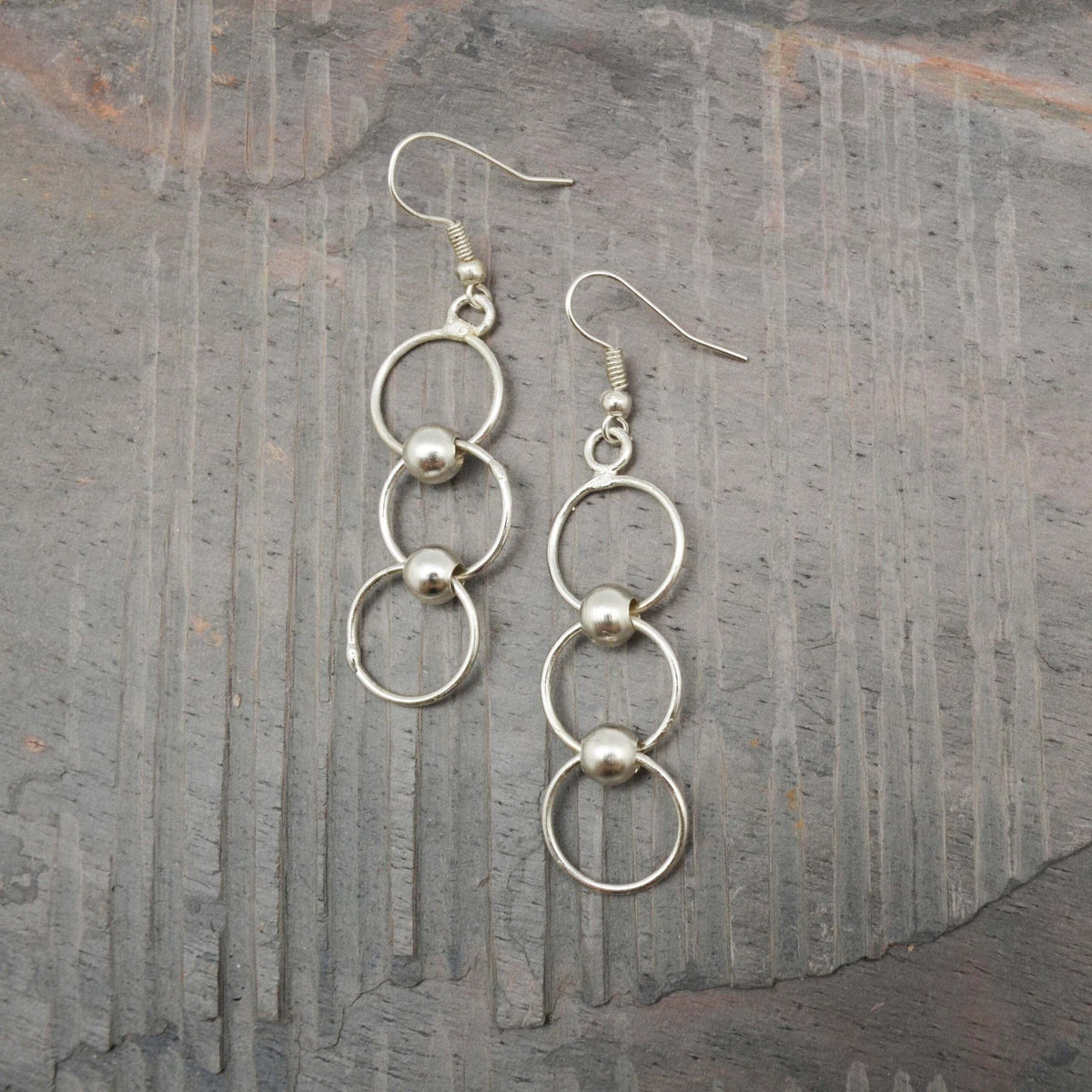 Anju Jewelry Silver Plated Earrings - Three Connected Rings - Little Miss Muffin Children & Home