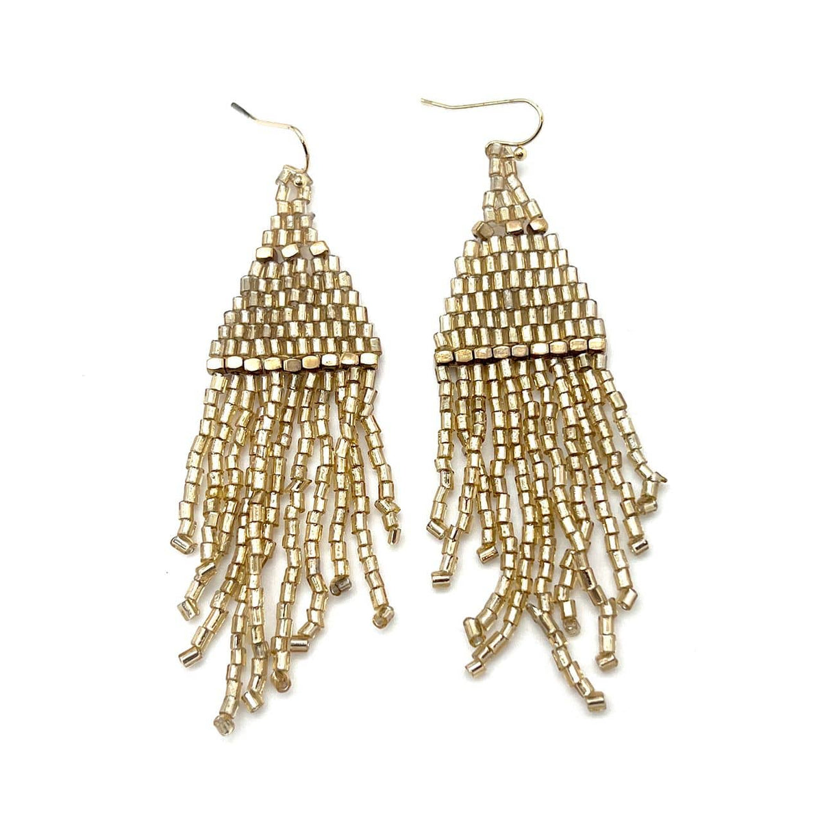 Anju Jewelry Seed-Bead Tapered Fringe Earrings – Shimmering Gold - Little Miss Muffin Children & Home