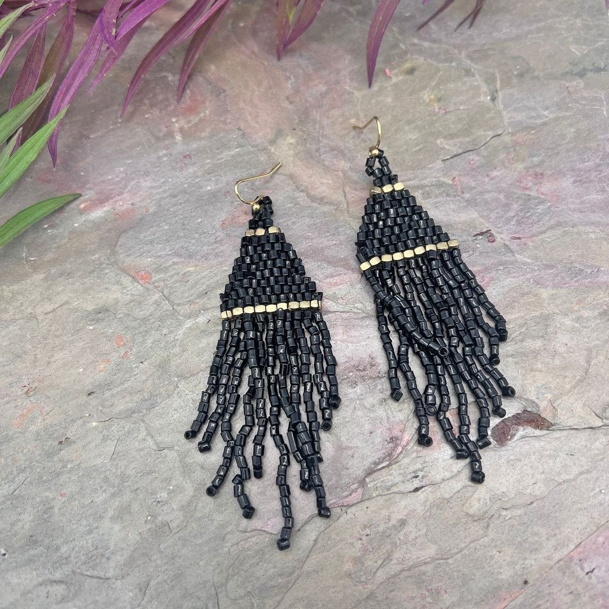 Anju Jewelry Seed-Bead Tapered Fringe Earrings – Lush Onyx - Little Miss Muffin Children & Home