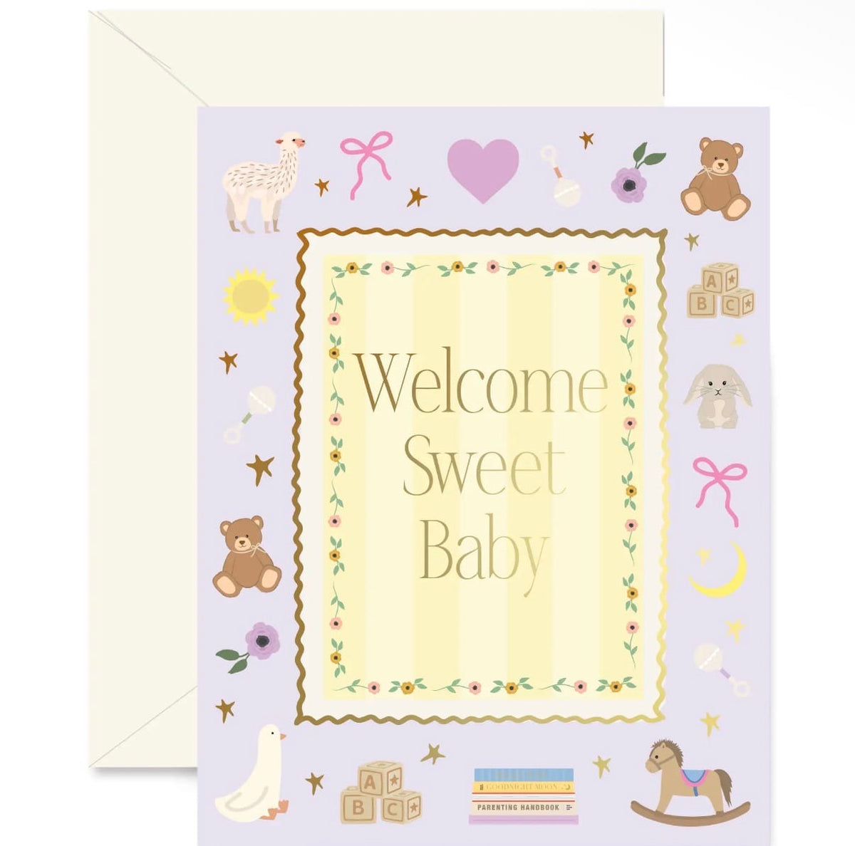 Ginger P Designs Lilac Welcome Sweet Baby Frame Greeting Card - Little Miss Muffin Children & Home