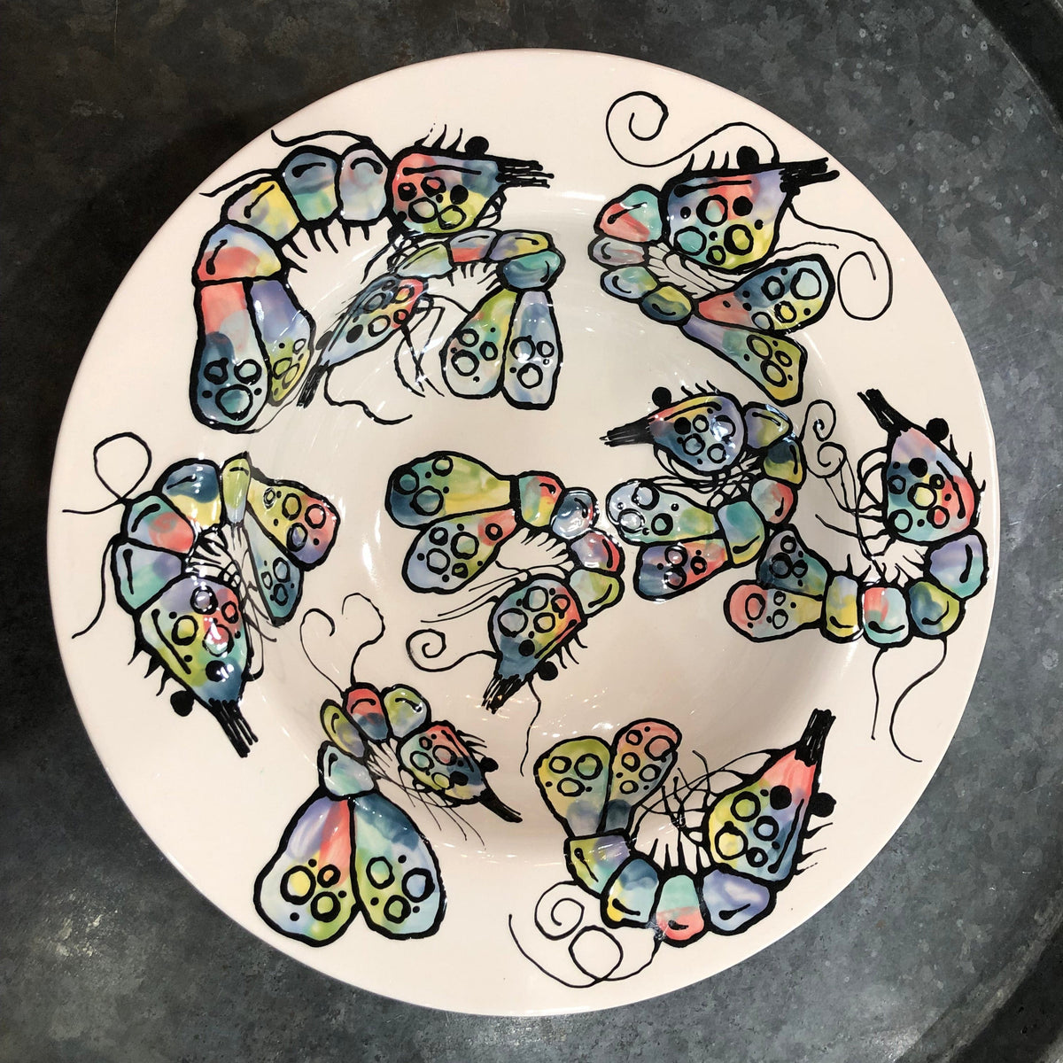 Jan Salzer Art Rainbow Shrimp Round Bowl - Little Miss Muffin Children & Home