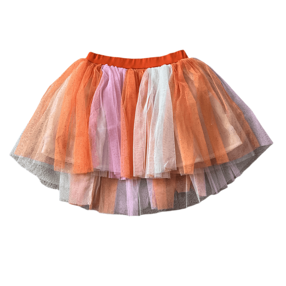 Girls' pink and orange patch hi-lo tulle skirt