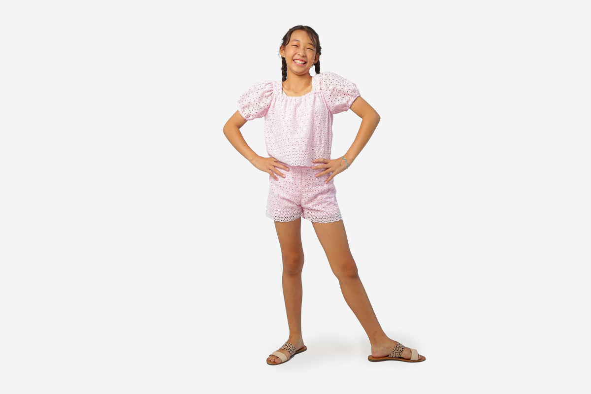 Pink Eyelet Grace Set