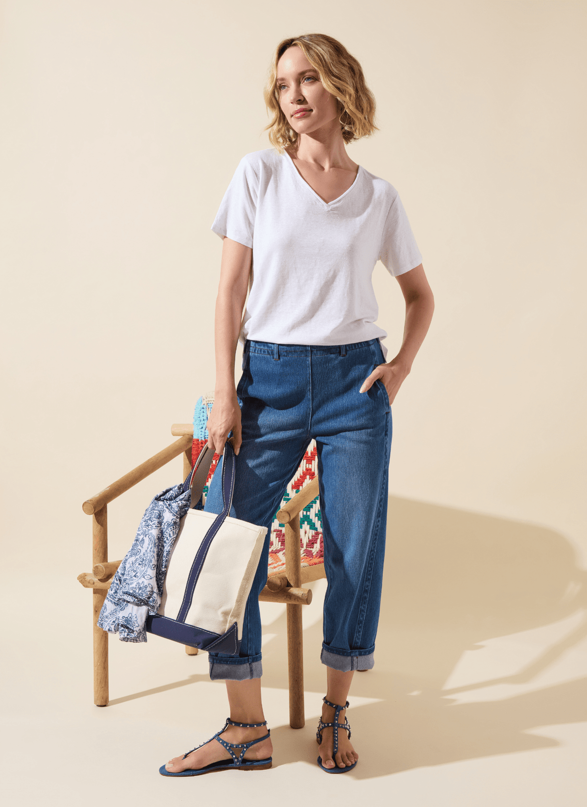 Lysse Cyrus Box-Cut V-Neck Tee in White - Little Miss Muffin Children & Home