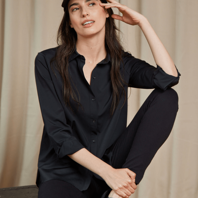 Connie Button Down in Black by Lysse