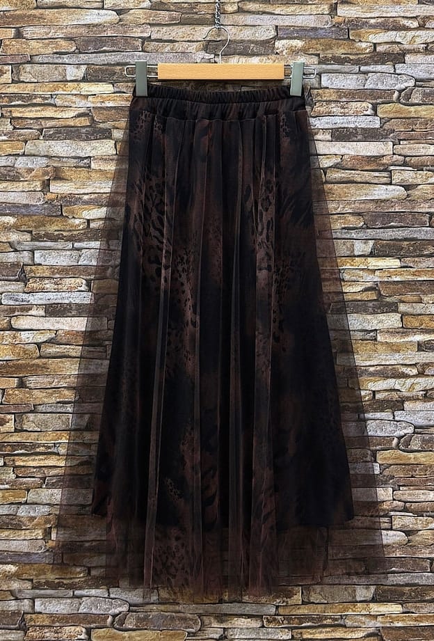 Loowie Ariana Dark Maroon Leopard Print Tulle Skirt - Little Miss Muffin Children & Home