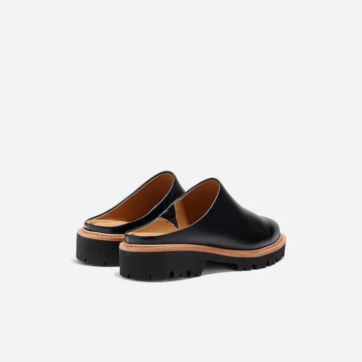 slip on black mule for women