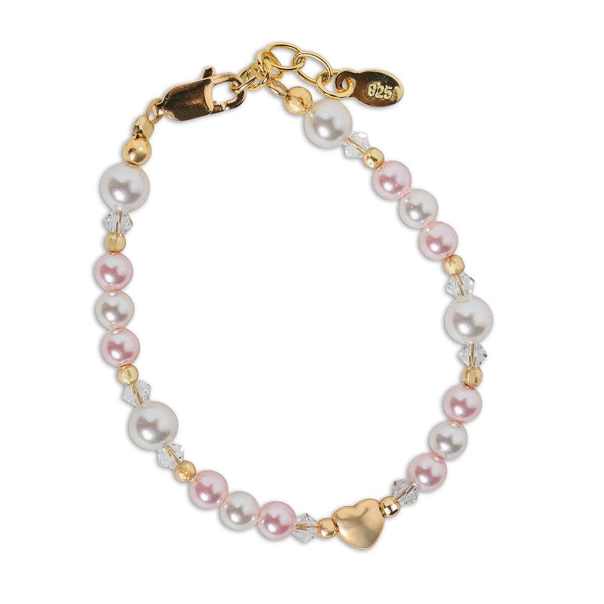 Cherished Moments Cherished Moments 14K Gold-Plated Pink Pearl Baby Heart Bracelet - Little Miss Muffin Children & Home