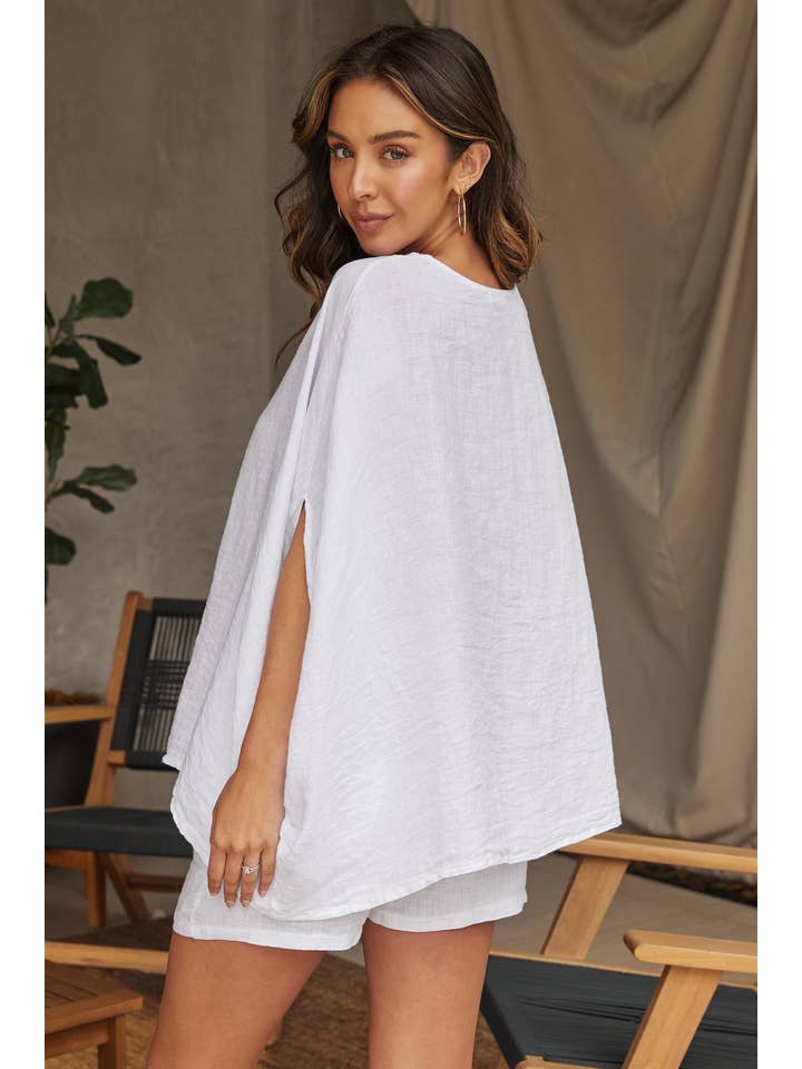 Eyelet Trim Linen Top