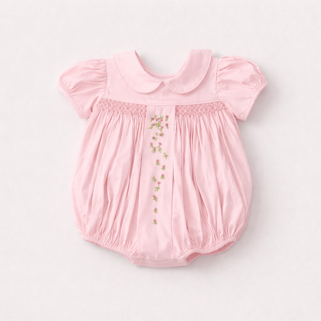 Lulu Bebe Tessa Smocked Embroidered Bubble - Little Miss Muffin Children & Home