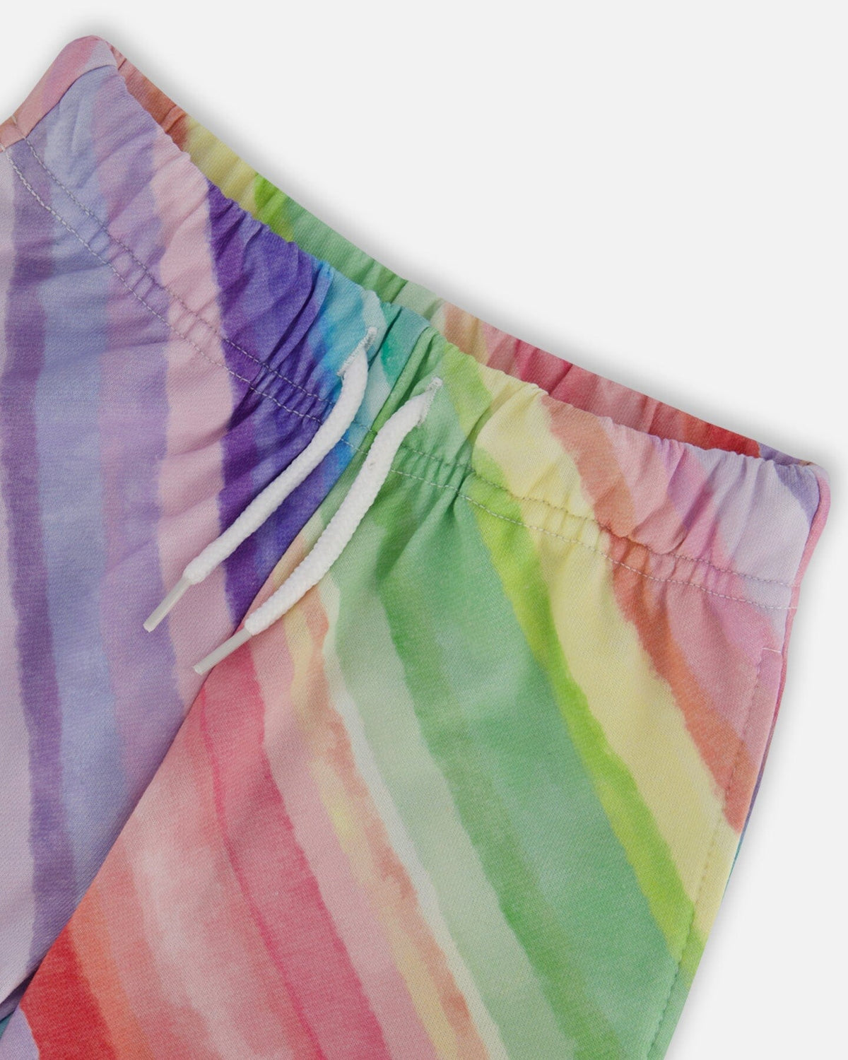DEUX PAR DEUX Deux Par Deux French Terry Rainbow Stripe Shorts - Little Miss Muffin Children & Home