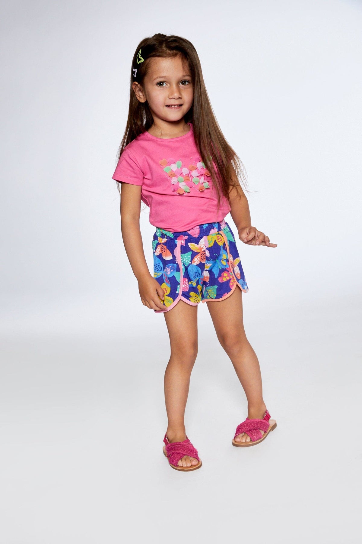 Deux Par Deux Deux Par Deux Top with Butterfly Applique and Print Organic Jersey - Little Miss Muffin Children & Home