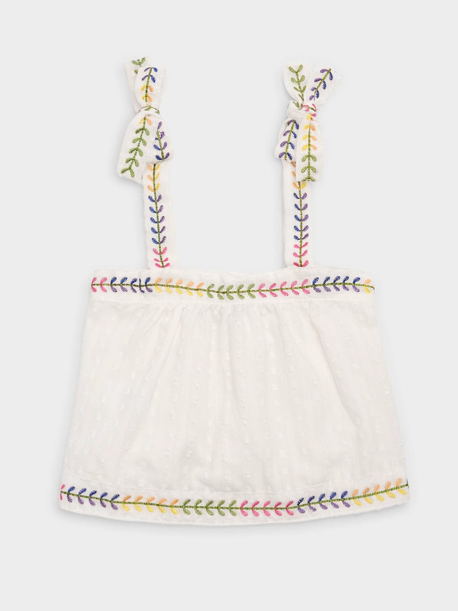 Joyous and Free White Swiss Dot Del Mar Top - Little Miss Muffin Children & Home