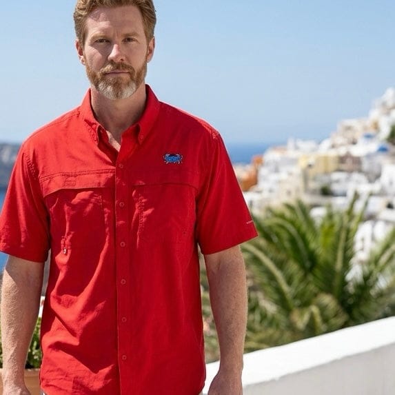 Men's Sun Protection Fishing Shirt Blue Crab