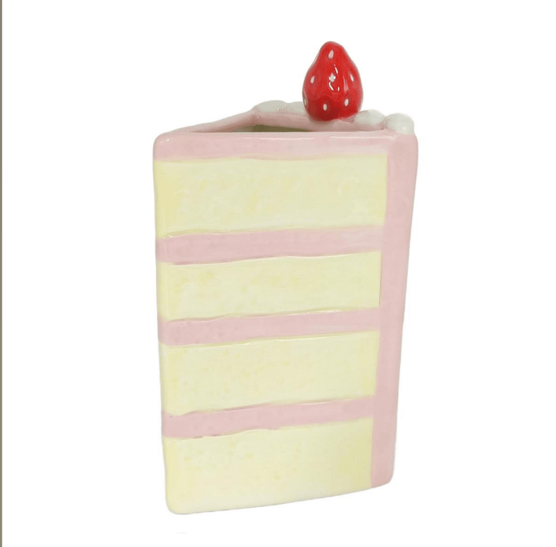 Fancy Cake Slice Ceramic Vase
