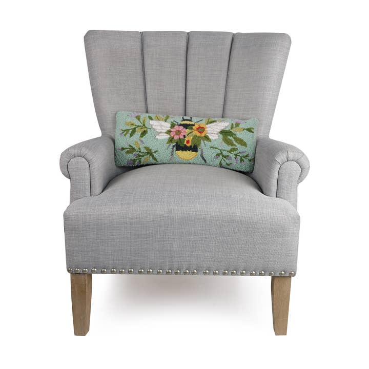 Floral Bee Hook Lumbar Pillow