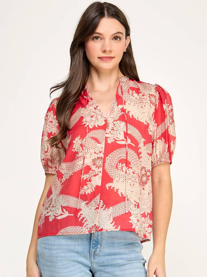 Floral Print Puff Sleeve Top