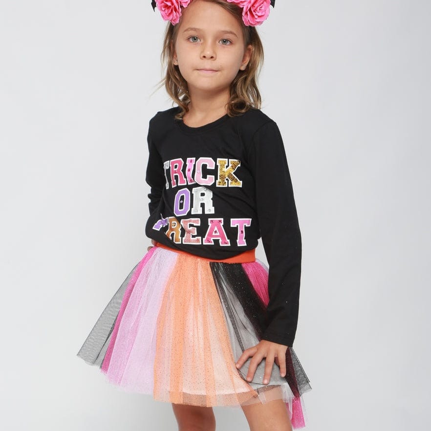 Kids' black Trick-or-Treat long sleeve top