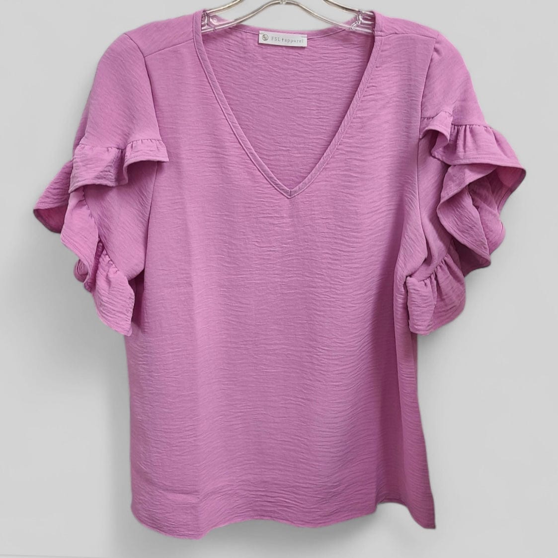 FSL Apparel FSL Apparel Ruffled Tulip Sleeve V-Neck Top in Lilac - Little Miss Muffin Children & Home