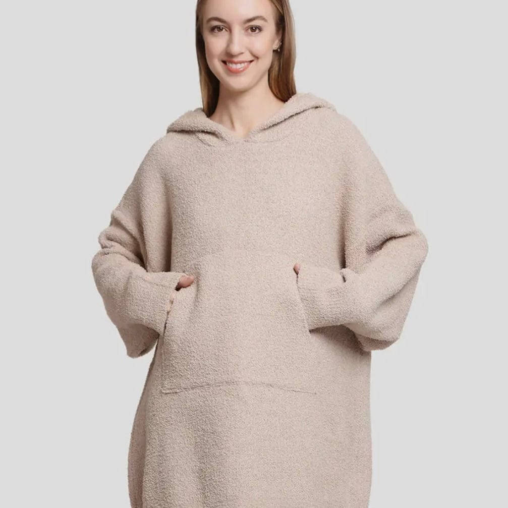 Fashion City Fashion City Soft Hooded Blanket Snuggie with Pockets, Beige - Little Miss Muffin Children & Home