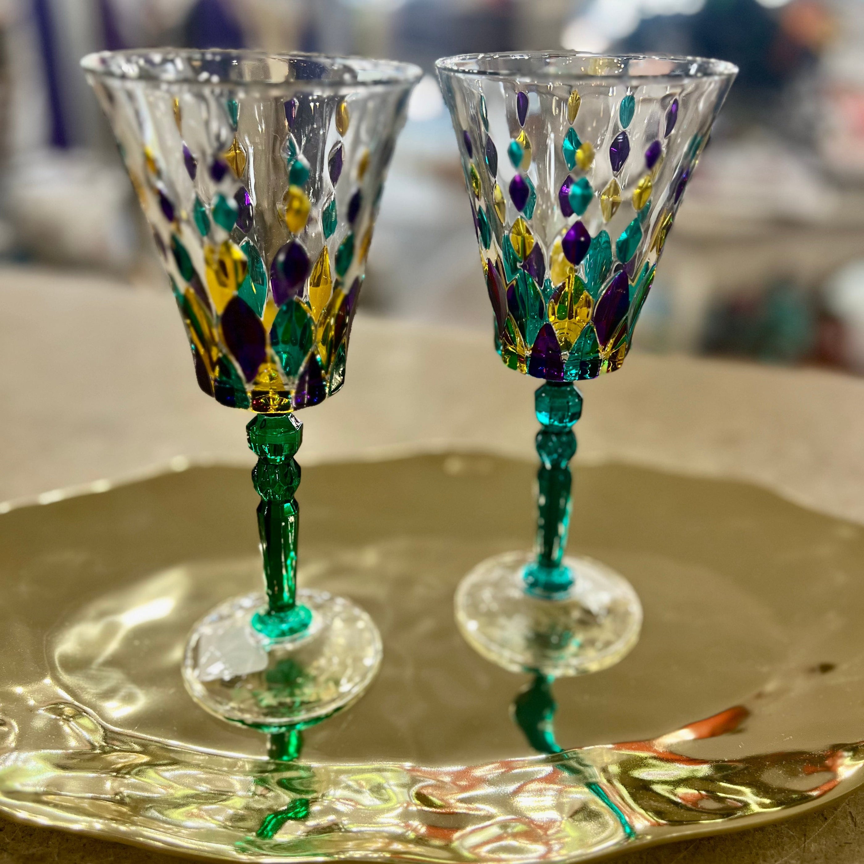 Gage Gage Mardi Gras Diamond Wine Glass - Little Miss Muffin Children & Home
