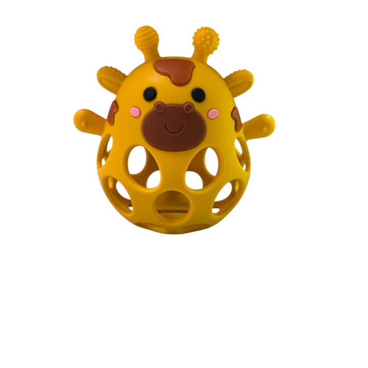 Funny Giraffe Silicone Teether, Mustard