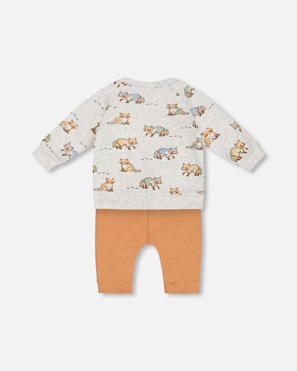Deux Par Deux Deux Par Deux Printed Raccoon Baby Top & Pants Set - Little Miss Muffin Children & Home