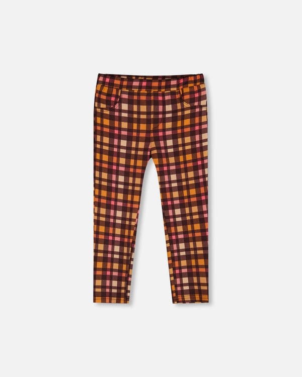 Deux Par Deux Deux Par Deux Milano Pink & Brown Plaid Treggings - Little Miss Muffin Children & Home