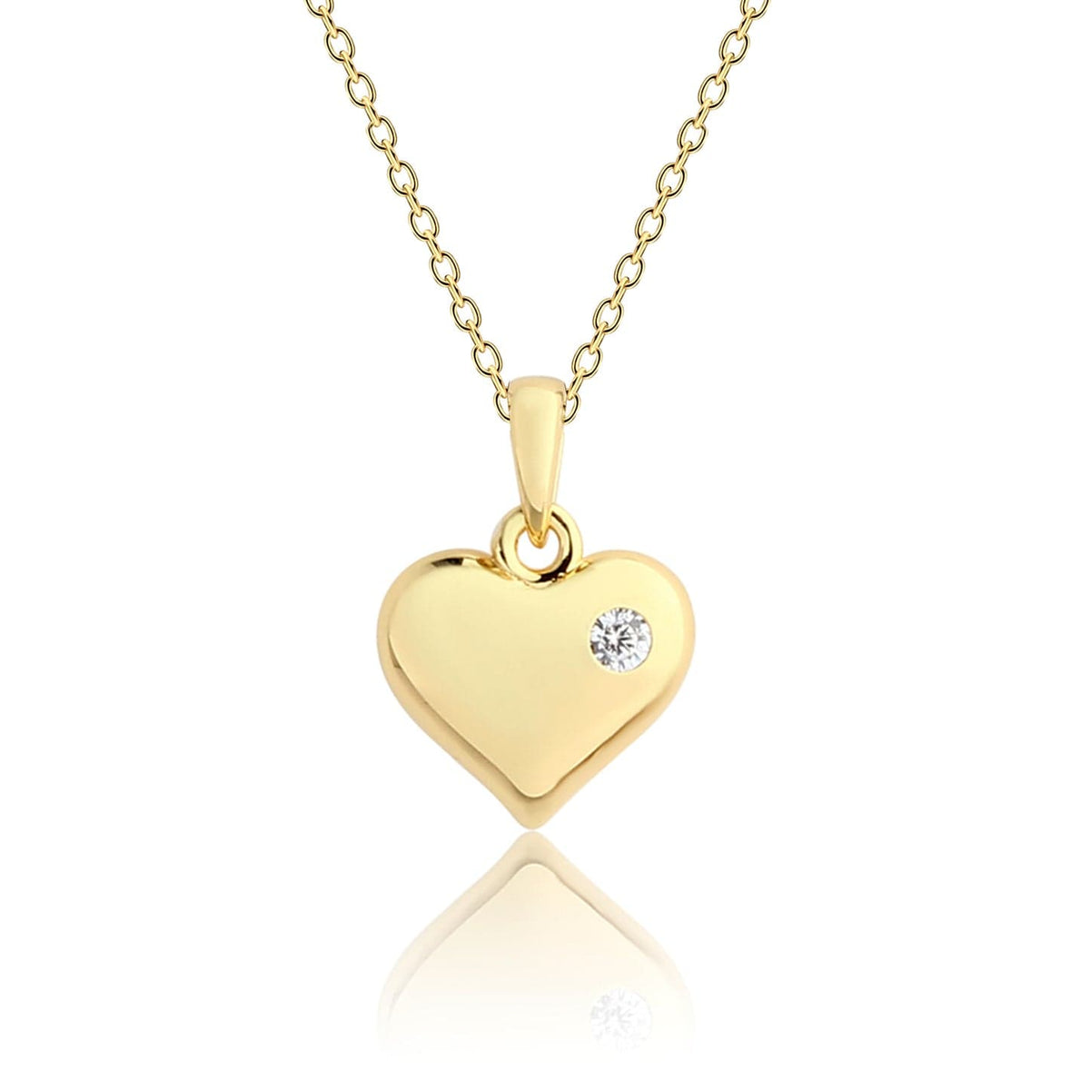 Cherished Moments Girl’s 14K Gold-Plated Silver Puff Heart 14" Necklace - Little Miss Muffin Children & Home
