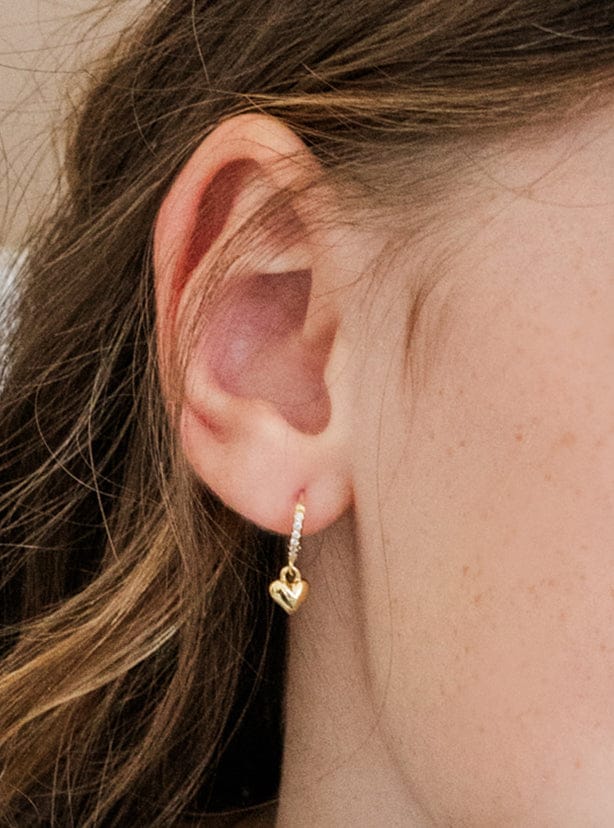 Cherished Moments Girls Heart Huggie Hoop Earrings in 14k Gold-Plated & Sterling Silver - Little Miss Muffin Children & Home
